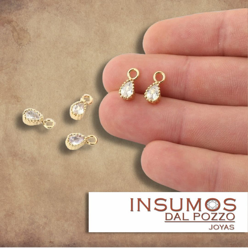 Mini Gota XS Circón Baño de Oro