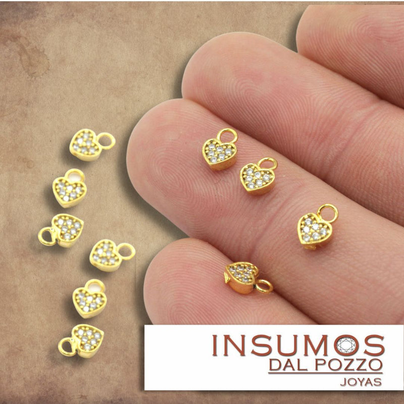 Mini Corazón Circón Pavé Baño de Oro