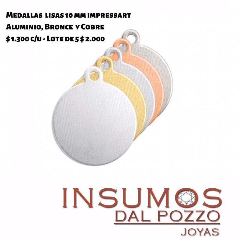 Medallas Lisas 10 mm IMPRESSART Lote de 5